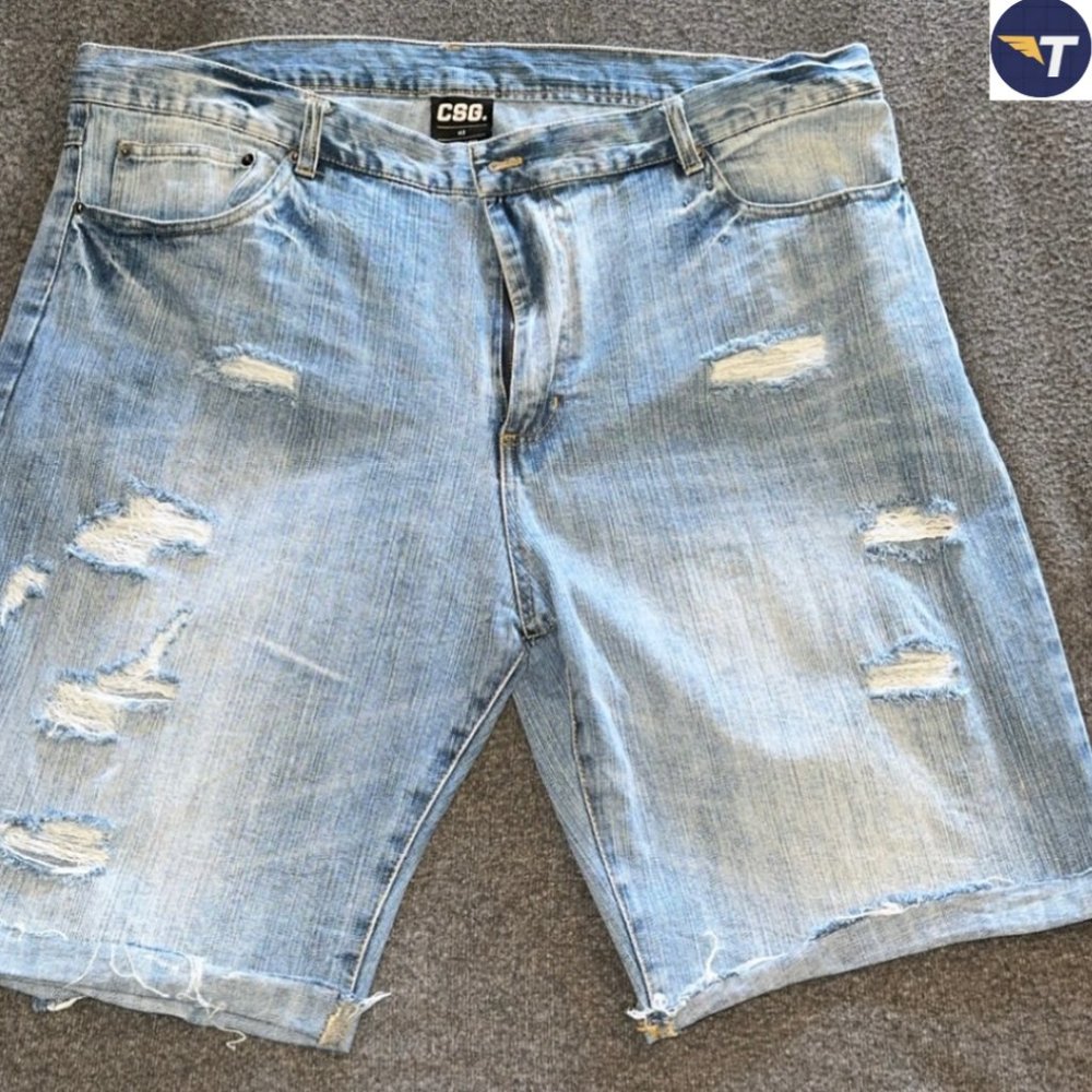 CSG Mens Ripped Jean Shorts